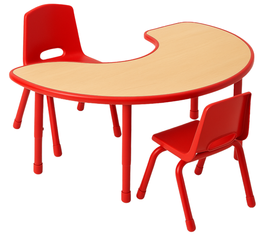 Moon Table with Chair (kidney bean)